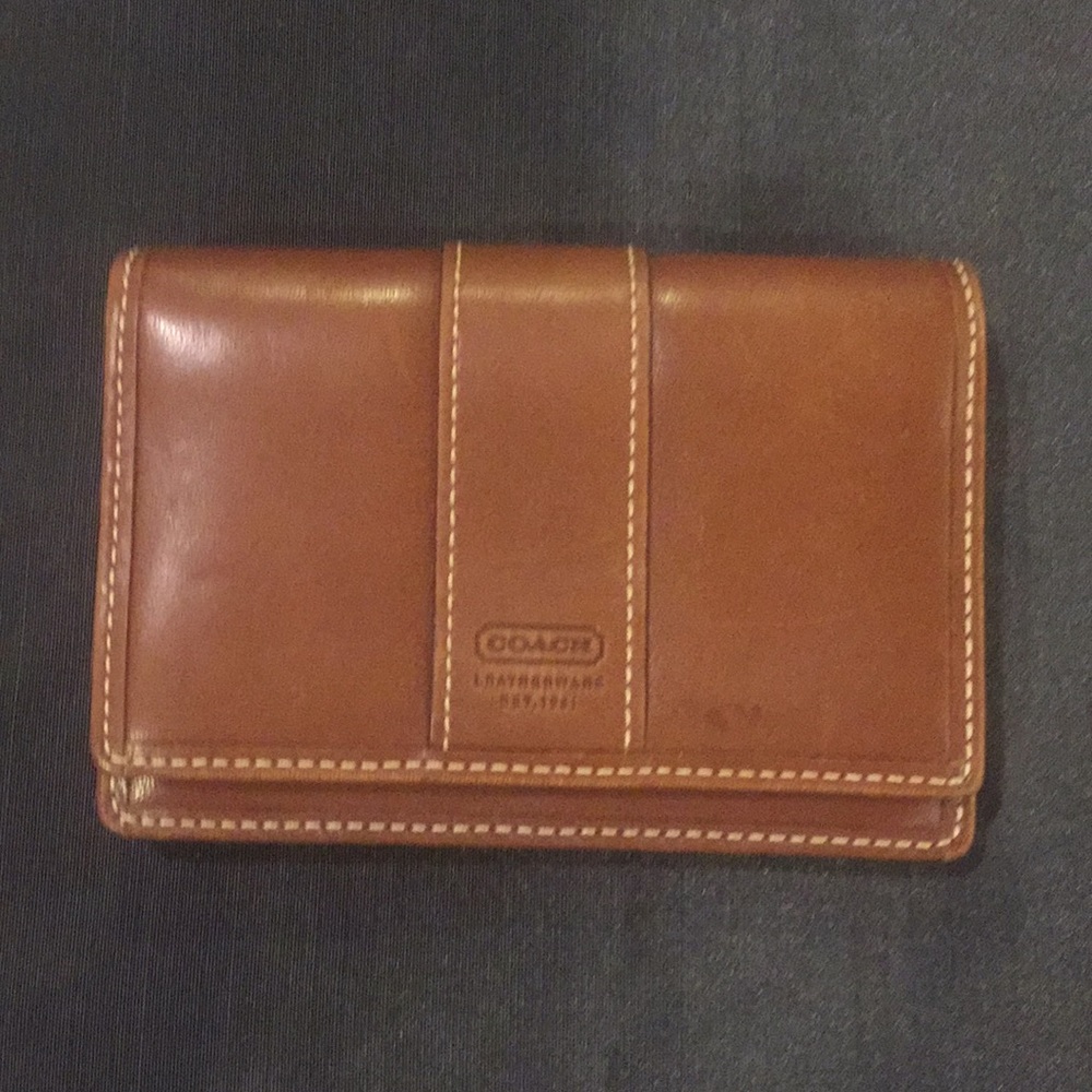 Coach Leather Brown Wallet Flap Key Coin Snap